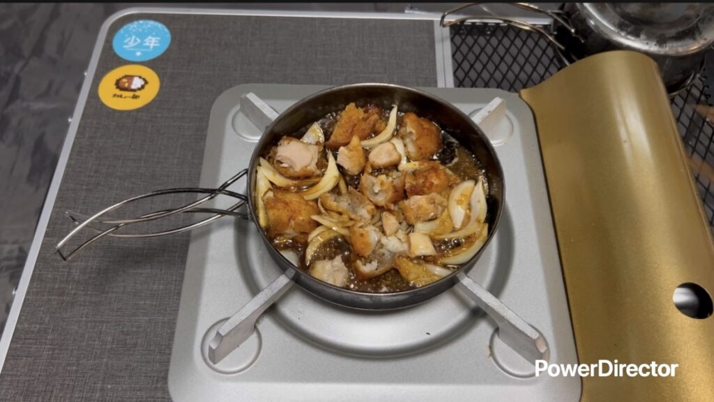 ニチレイ特から使用!ニンニク醤油香る甘くない「親子丼」を作って頂きます!|キャンプ道具で簡単ご飯