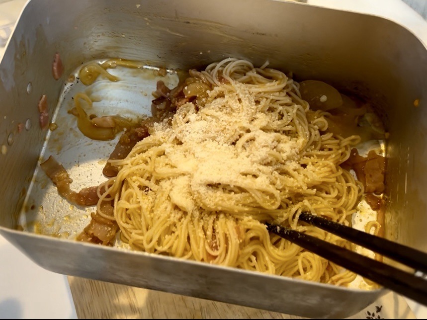 「アラビアータ風そうめん」レシピ＆実食レポ！｜メスティン１つでも出来るよ！【男の簡単料理】