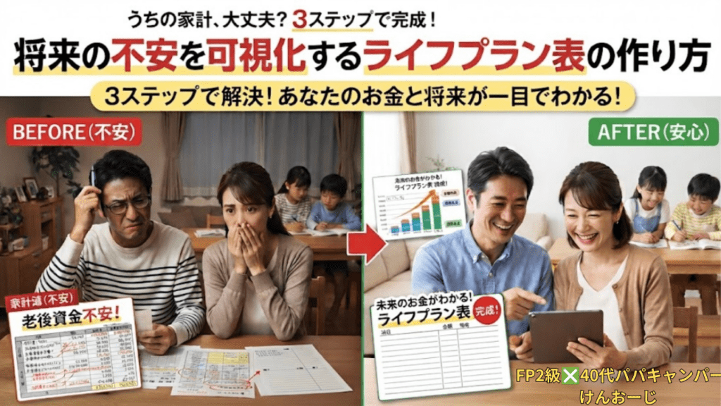 【うちの家計、大丈夫…？】３ステップで完成！将来の不安を可視化する「ライフプラン表」の作り方をＦＰ２級が解説！